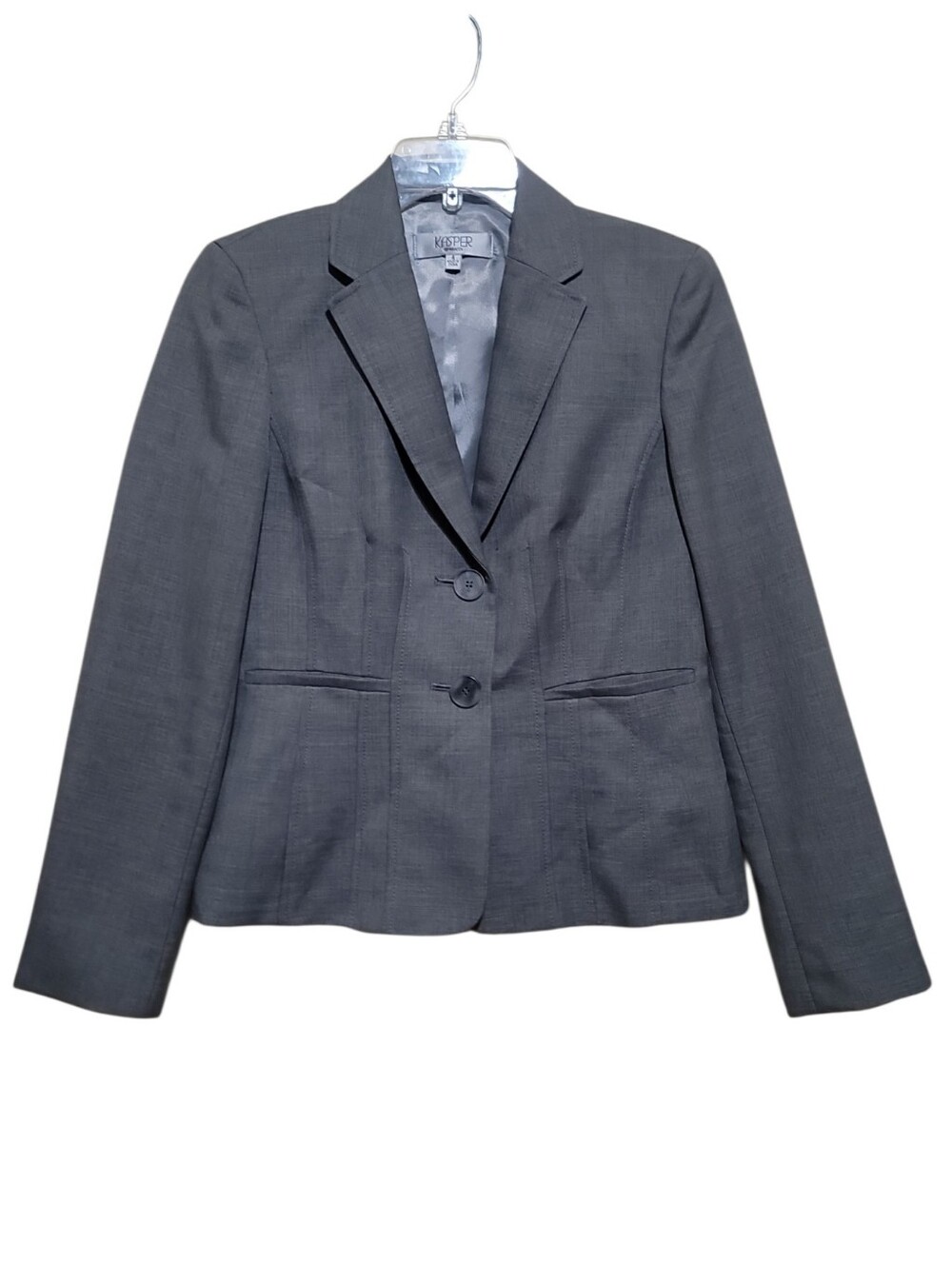 Kasper Women's Gray Tailored Two-Button Blazer Size 4